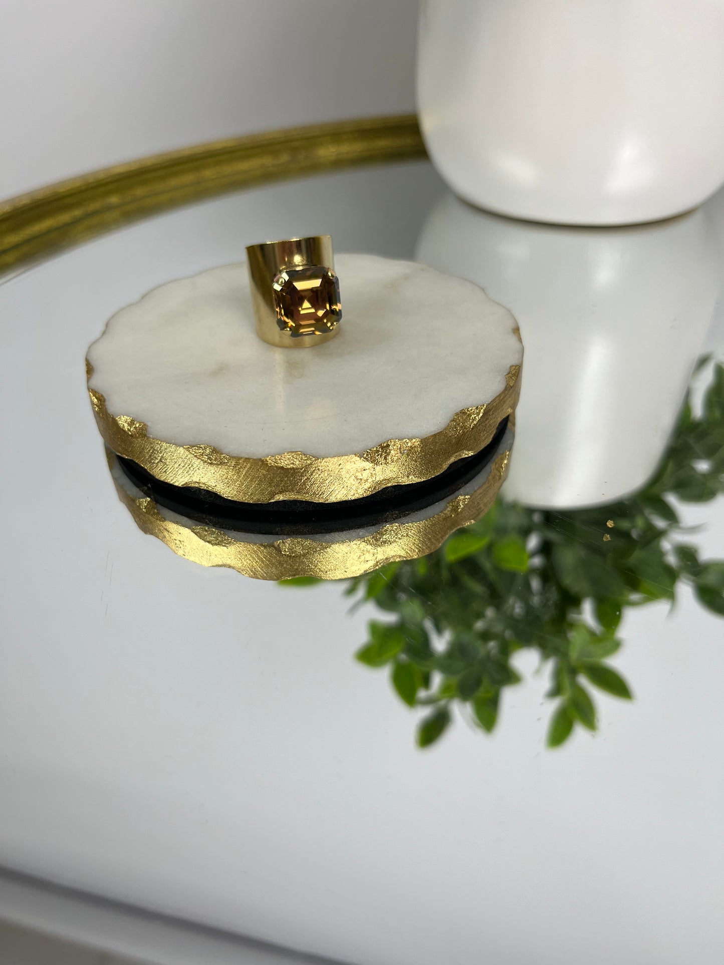 Tova Solitaire Ring in Square Custom Smoked Topaz Brandy - FINAL SALE