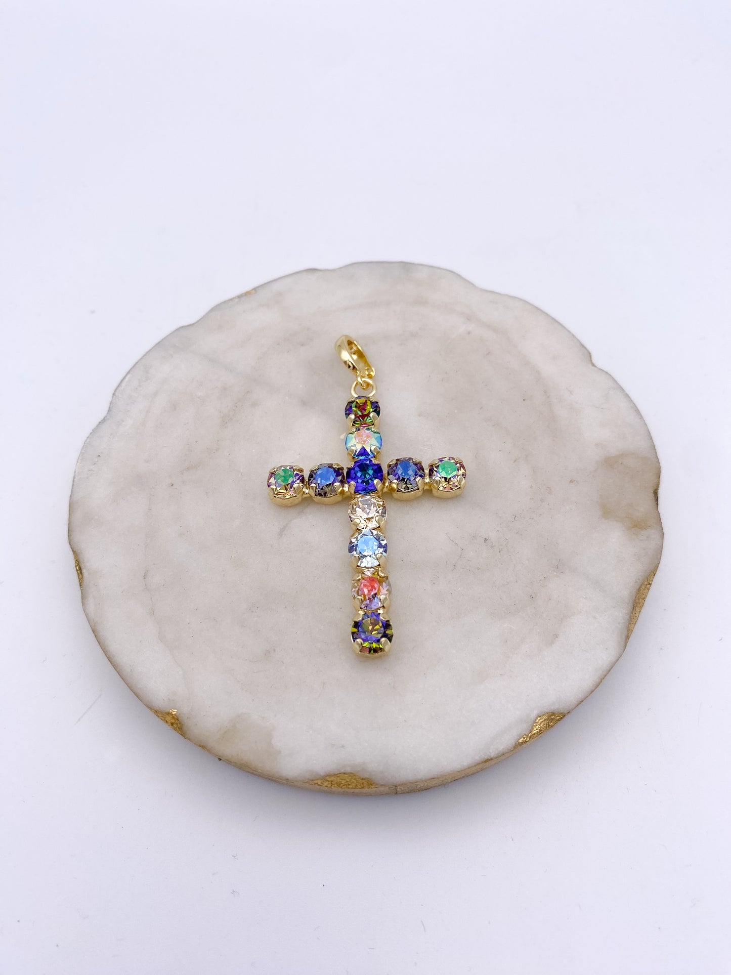 Cross Charm in Blue Skies and Sparkle