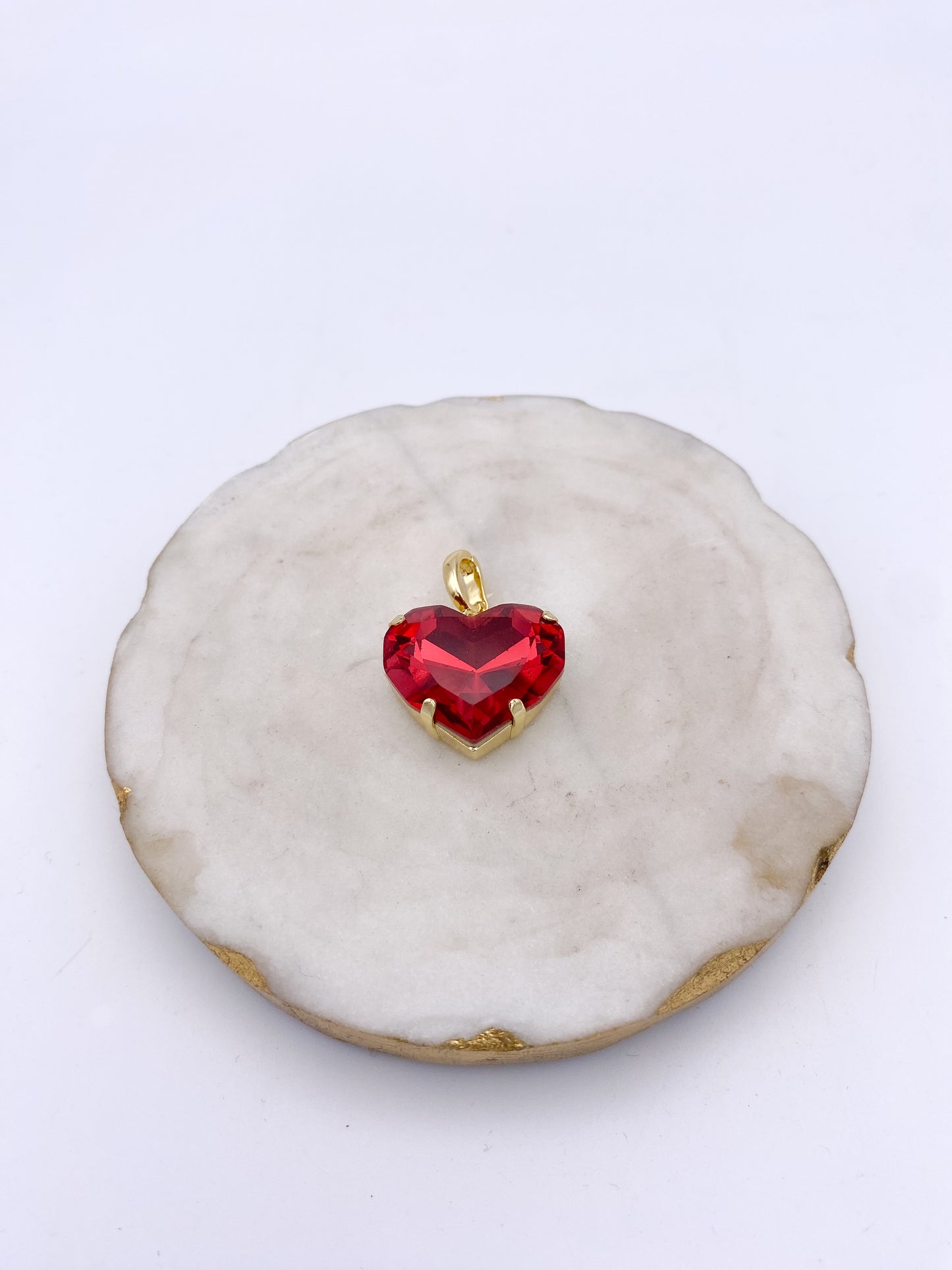 Medium Heart Charm in Red Sparkle