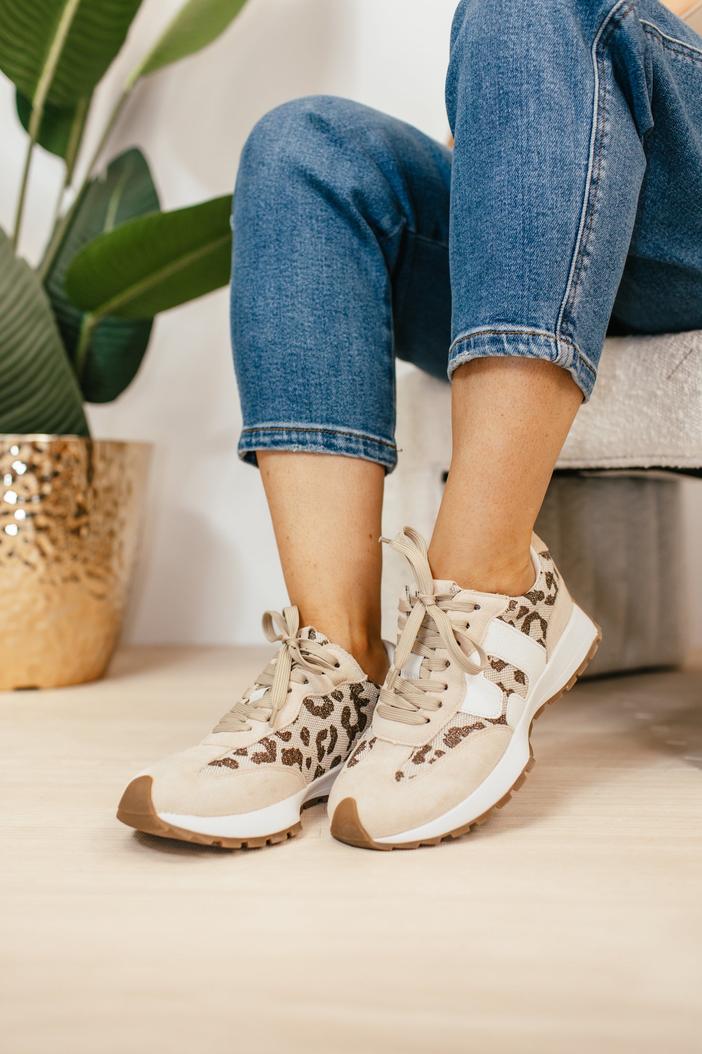 Corky's Tan Sparkle Leopard No Prob Sneakers