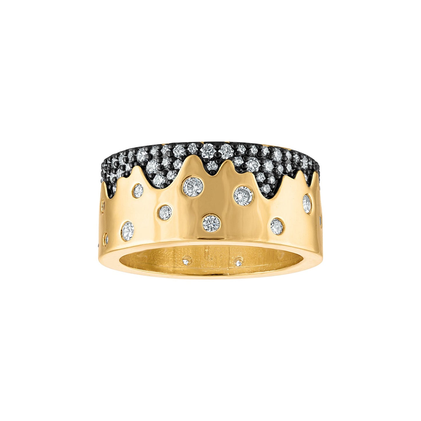 Scattered Pave Band Ring in Black Rhodium
