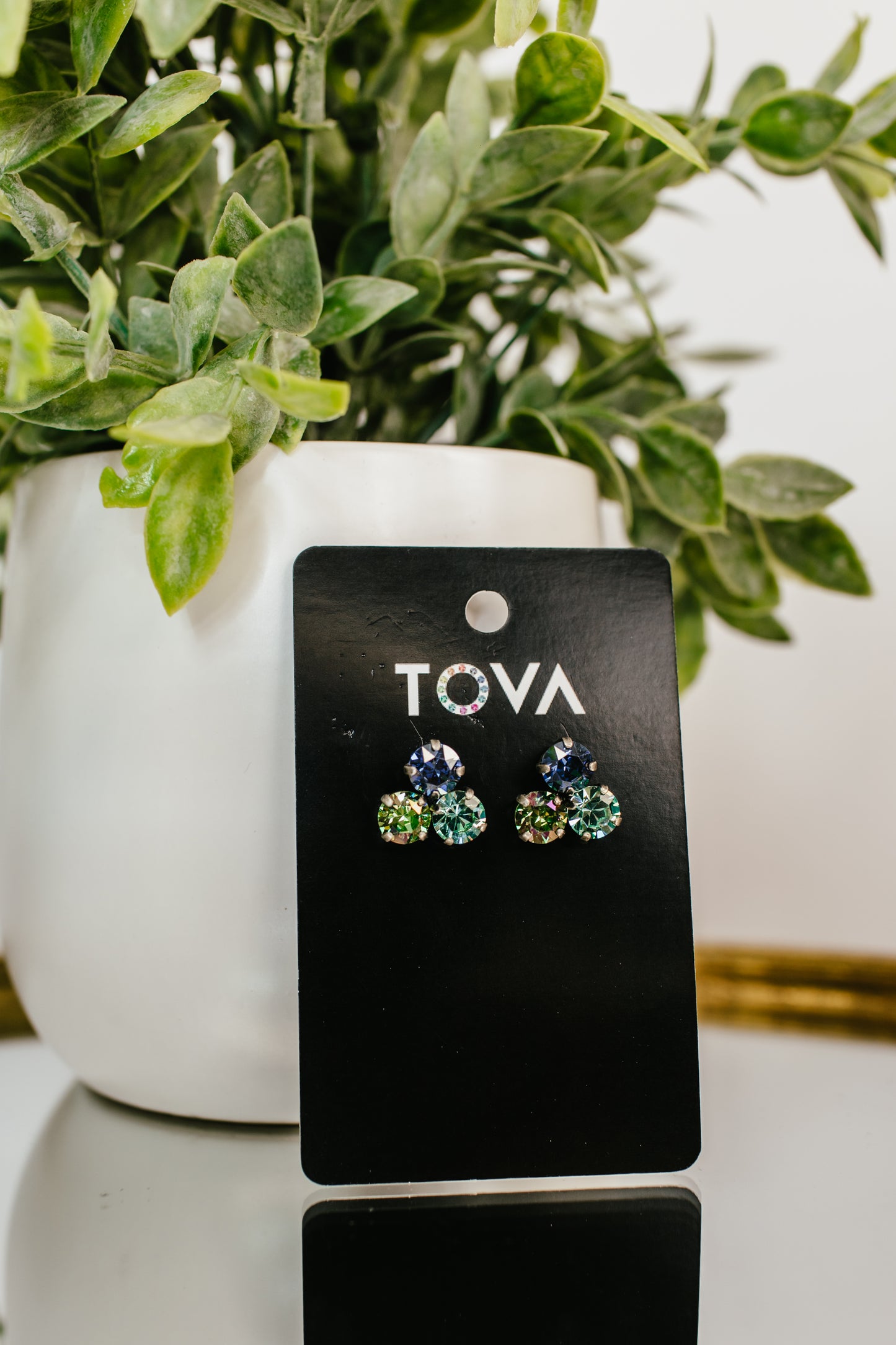 Tova Ines Earrings in Antique Silver/Sapphire Champagne - FINAL SALE