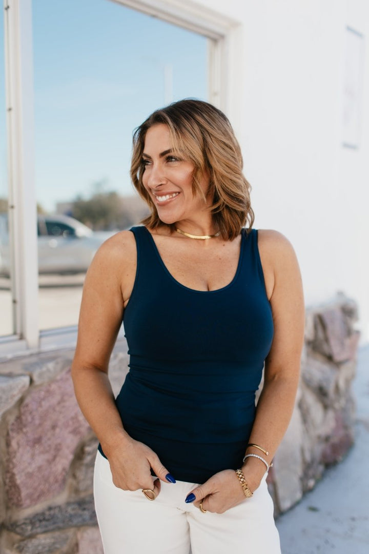All In One Reversible Tank In Navy - Reg & Curvy - Macoma Boutique110 Tanks