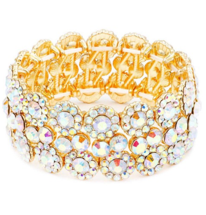 Bad Habits Stretch Bracelet in Gold Plated With AB Crystals - Macoma Boutique315 Jewelry
