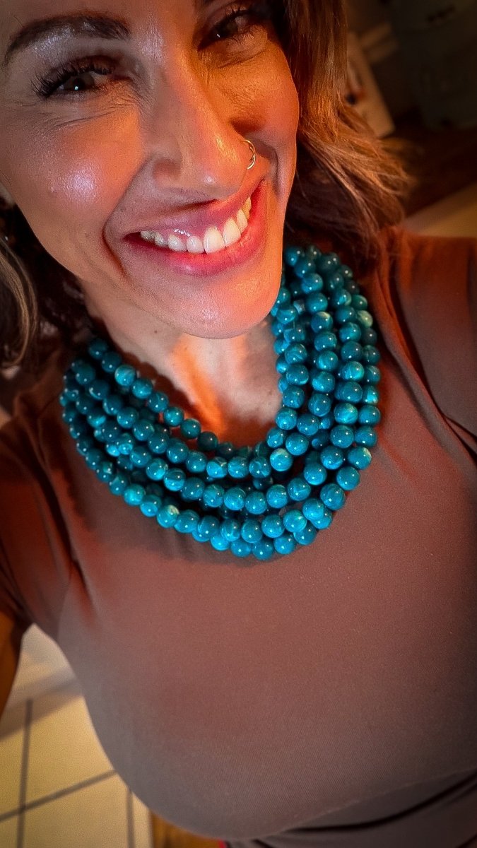 Beaded Multi Layered Necklace In Dark Turquoise - Macoma Boutique310 Accessories/Jewelry