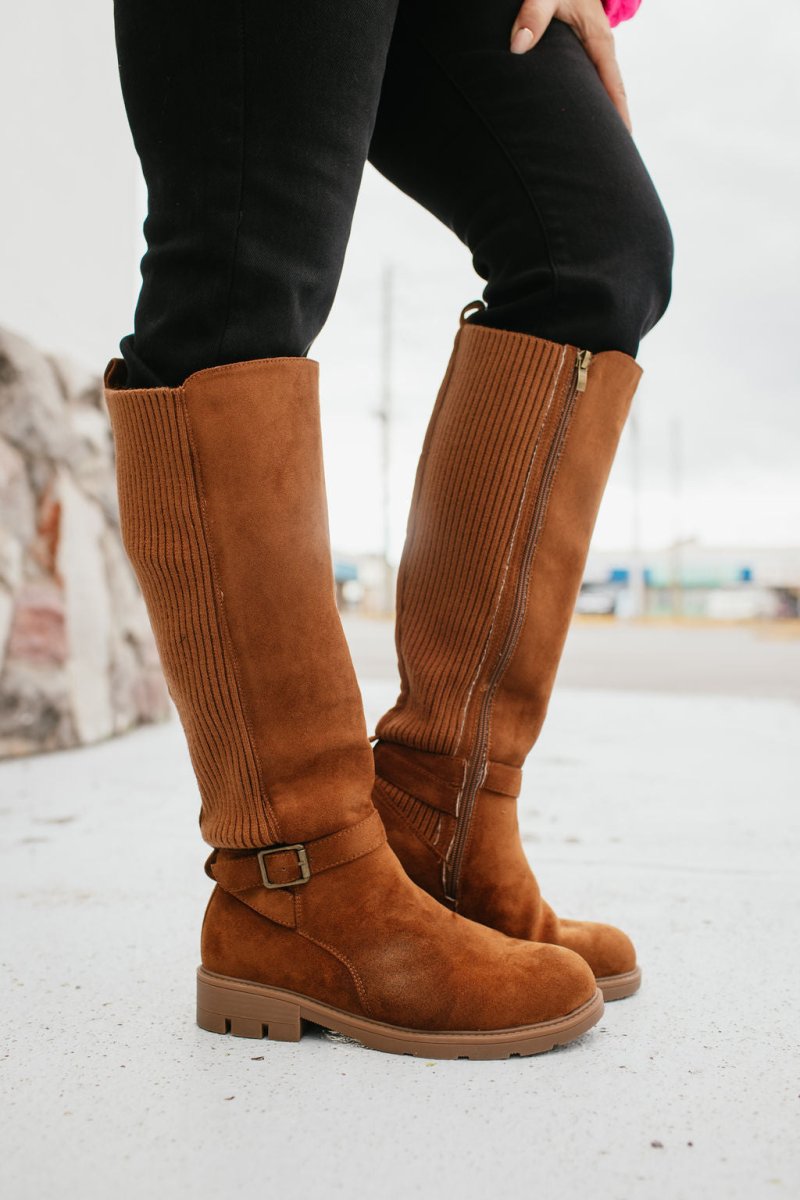 Black Friday Deal: Corky's Tobacco Faux Suede Hay There Boots - Macoma Boutique303 Mules & Boots