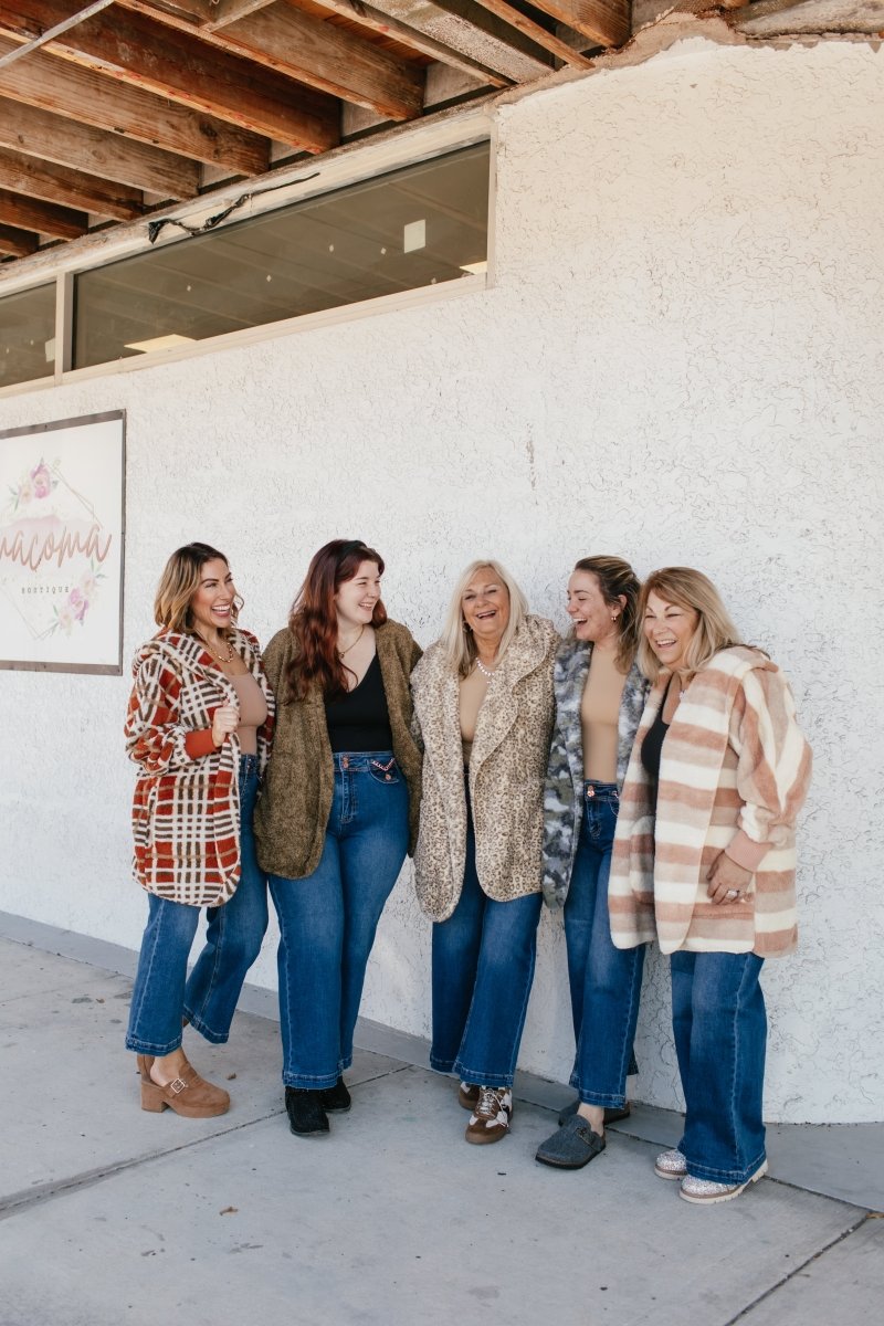 BLACK FRIDAY DEAL: Hideaway Rust Checkered Jacket - Macoma Boutique220 Cardigans/Kimonos