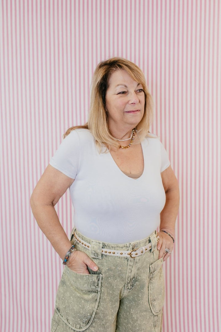 BLACK FRIDAY DEAL:Flawless Fit Bodysuit in Silver - Macoma Boutique100 Short Sleeve