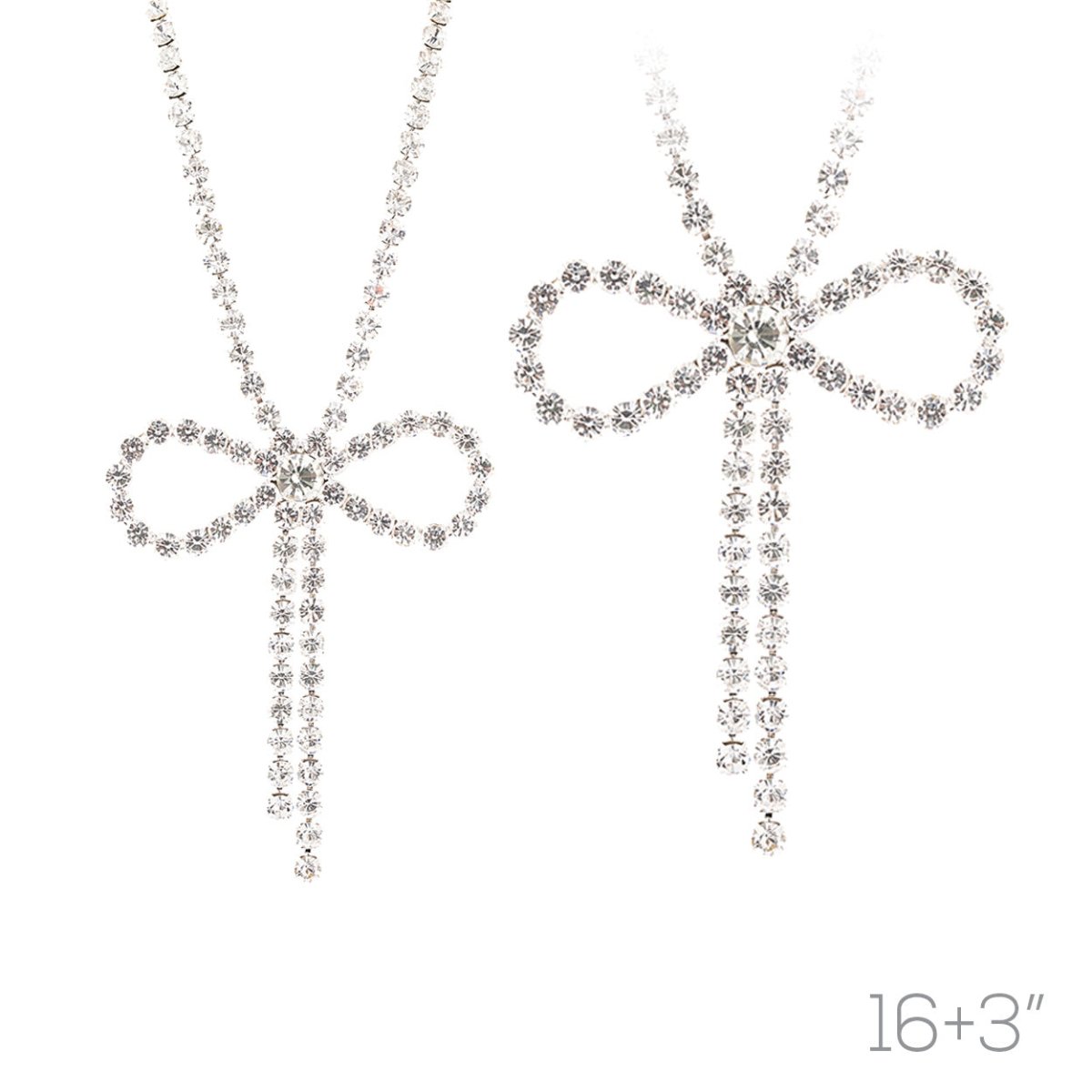 Bow & Behold Necklace In Silver Rhinestone - Macoma Boutique315 Jewelry