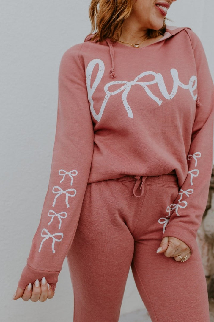 Bow Love Graphic Hoodie - FINAL SALE - Macoma Boutique555 Presales