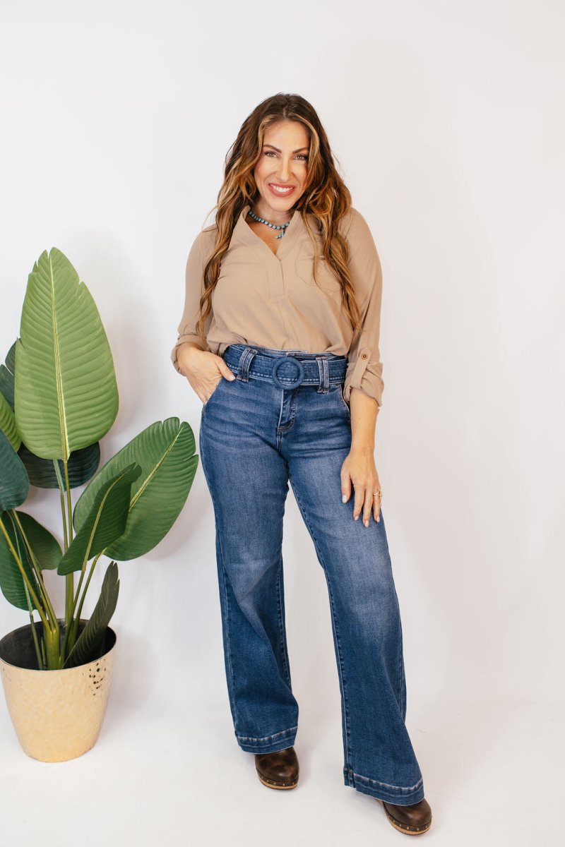 Breezy Button Top - Reg & Curvy - FINAL SALE - Macoma Boutique120 Long Sleeve