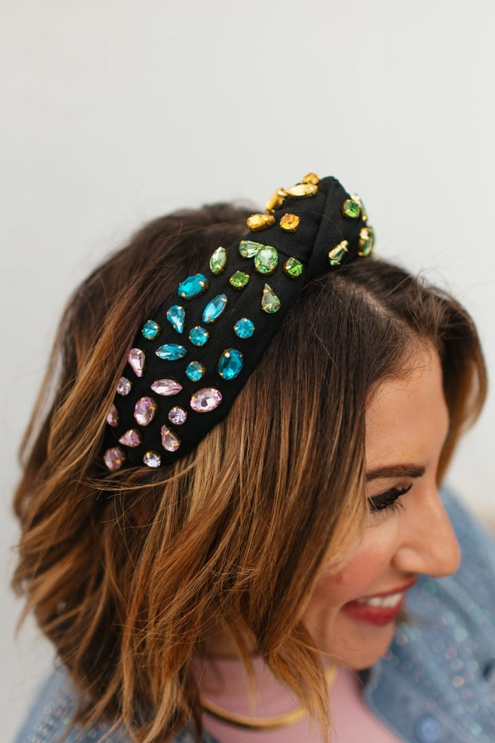 Brianna Cannon Black Headband With Rainbow Crystals - Macoma Boutique310 Accessories/Jewelry