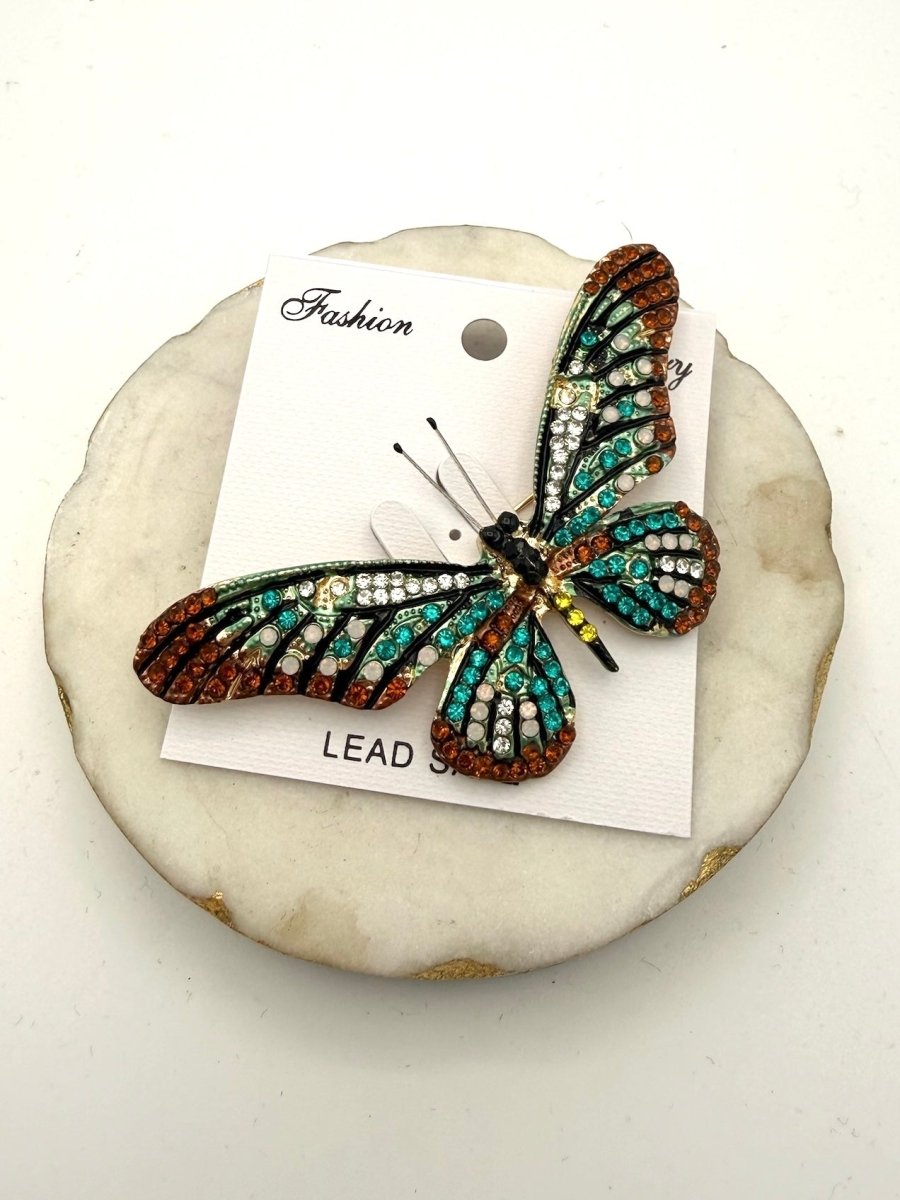 Butterfly Brooch In Topaz Mix - Macoma Boutique310 Accessories
