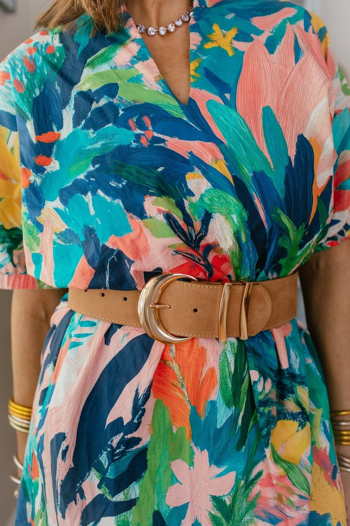 Camel Suede Crescent Moon Buckle Belt - Macoma Boutique310 Accessories/Jewelry