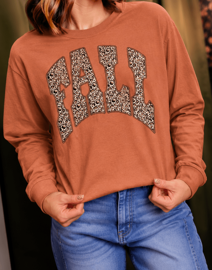 Cheetah Fall Graphic Long Sleeve Tee - FINAL SALE - Macoma Boutique555 Presales