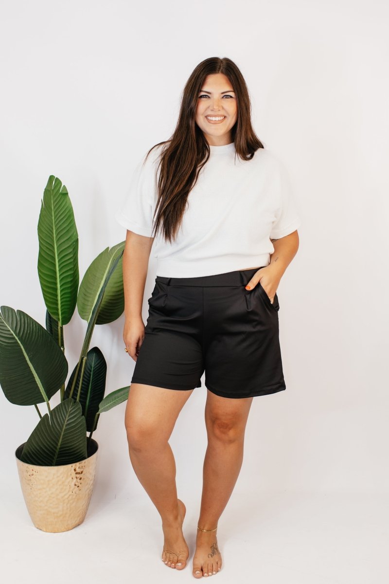 Chic & Comfy Belt Loop Shorts in Black - Reg & Curvy - Macoma Boutique180 Shorts
