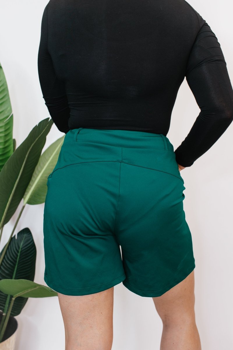 Chic & Comfy Belt Loop Shorts in Hunter - Reg & Curvy - Macoma Boutique180 Shorts