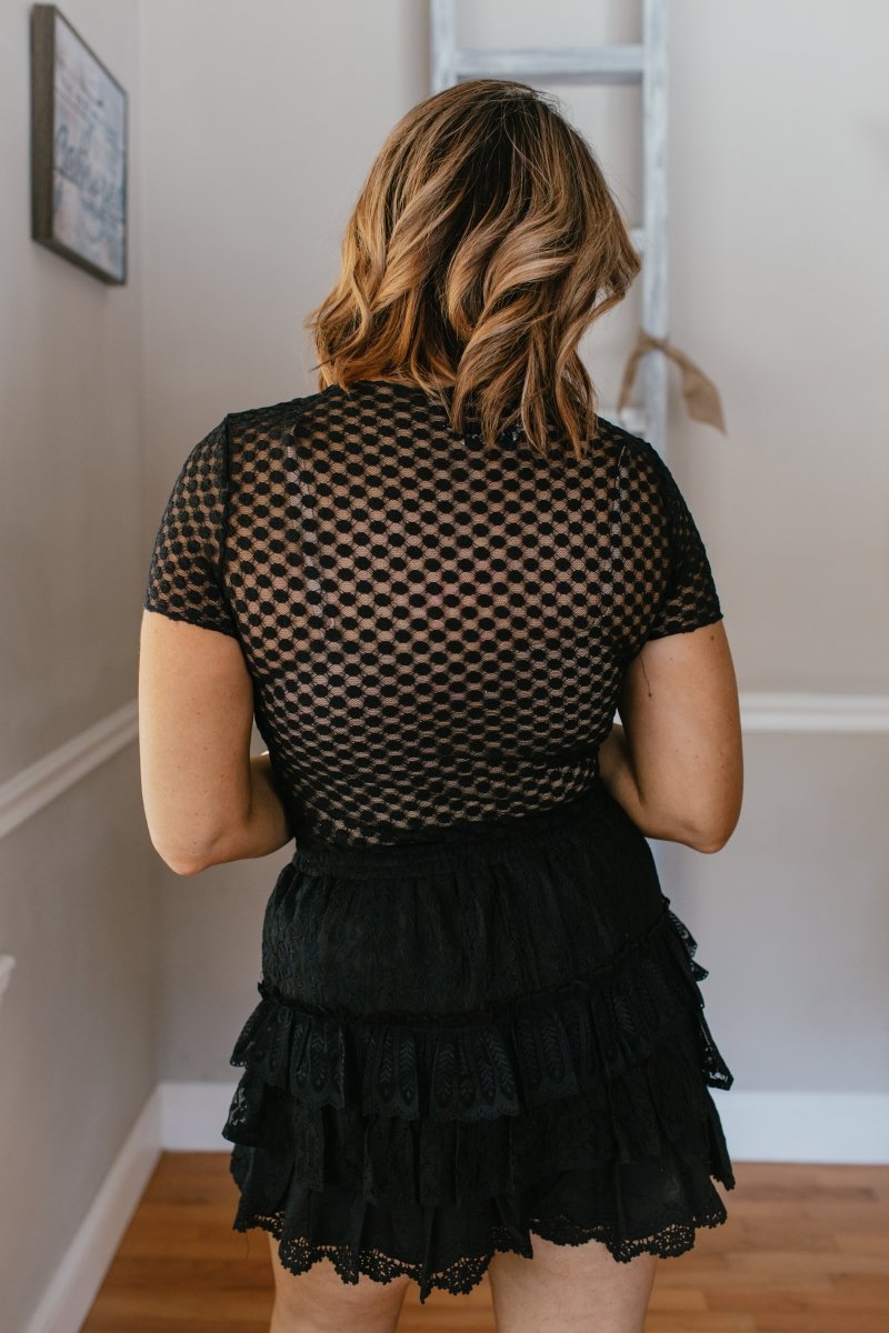 Chic Dot Mesh Top - Reg & Curvy - Macoma Boutique100 Short Sleeve