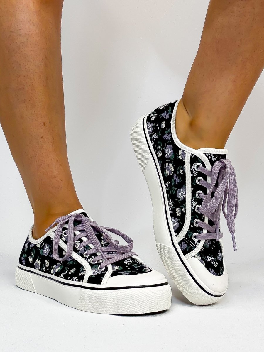 Corky's Black Floral Waiting List Sneakers FINAL SALE - Macoma Boutique301 Sneakers
