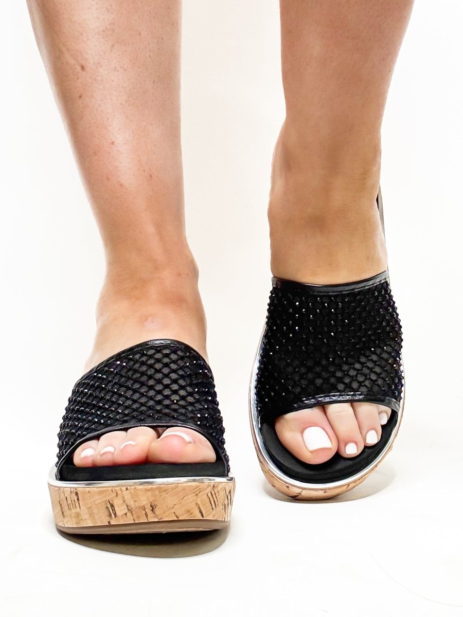 Corky's Black Let's Mesh Around Sandals FINAL SALE - Macoma Boutique302 Wedges & Heels