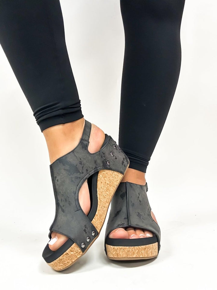 Corky's Black Metallic Carley Sandal - Macoma Boutique302 Wedges & Heels