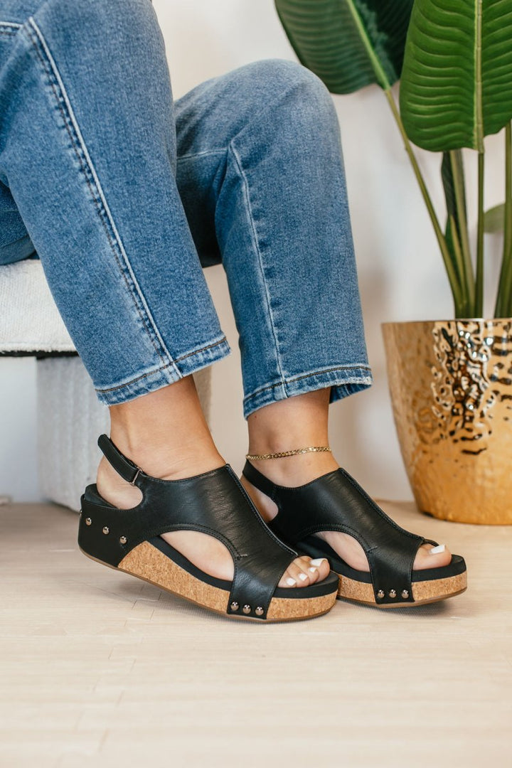 Corky's Black Smooth Volta II Shoes - 2 inch heel - Macoma Boutique302 Wedges & Heels