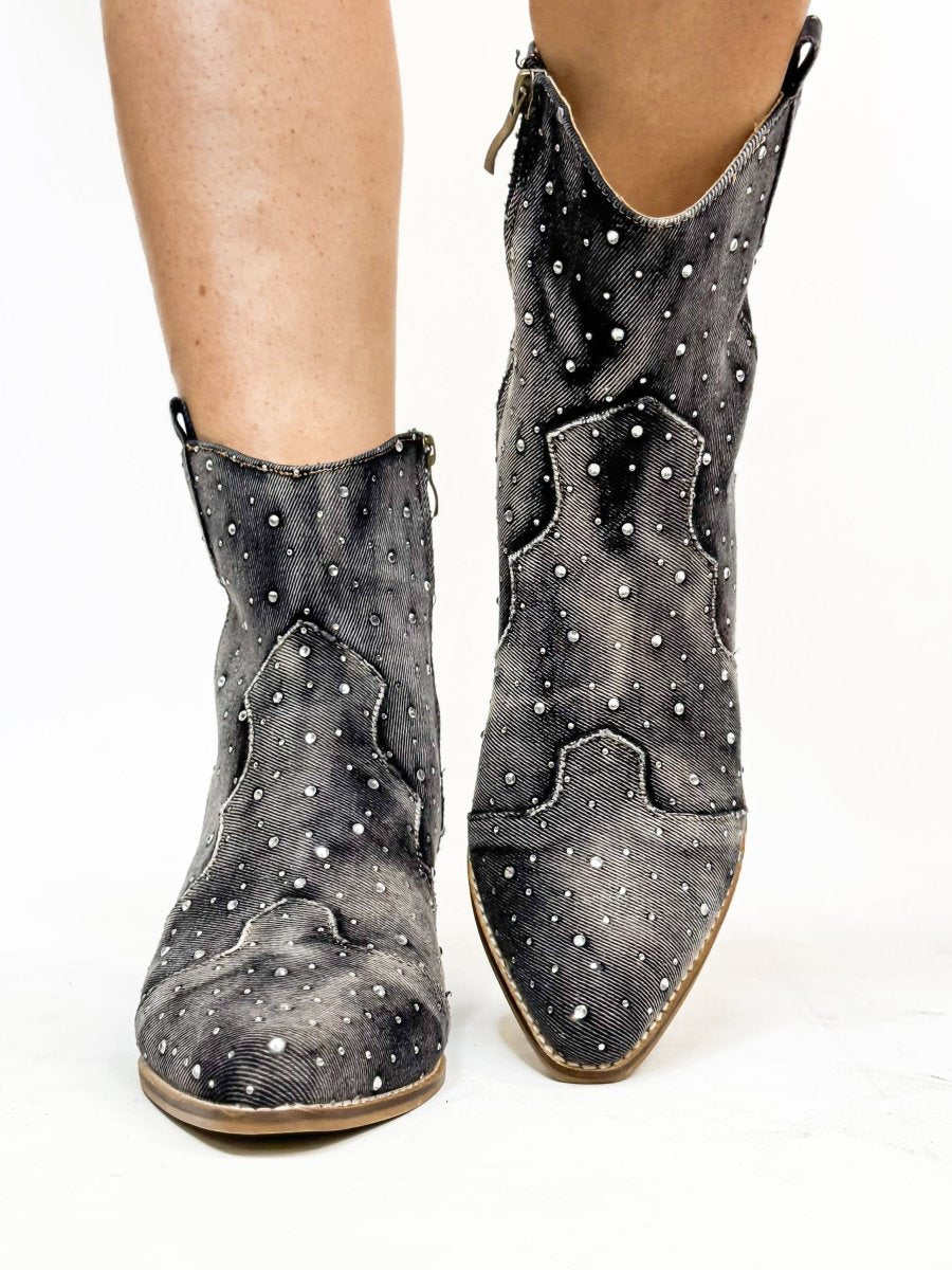 Corky's Black Washed Rhinestone Front Row Boots - Macoma Boutique303 Mules & Boots