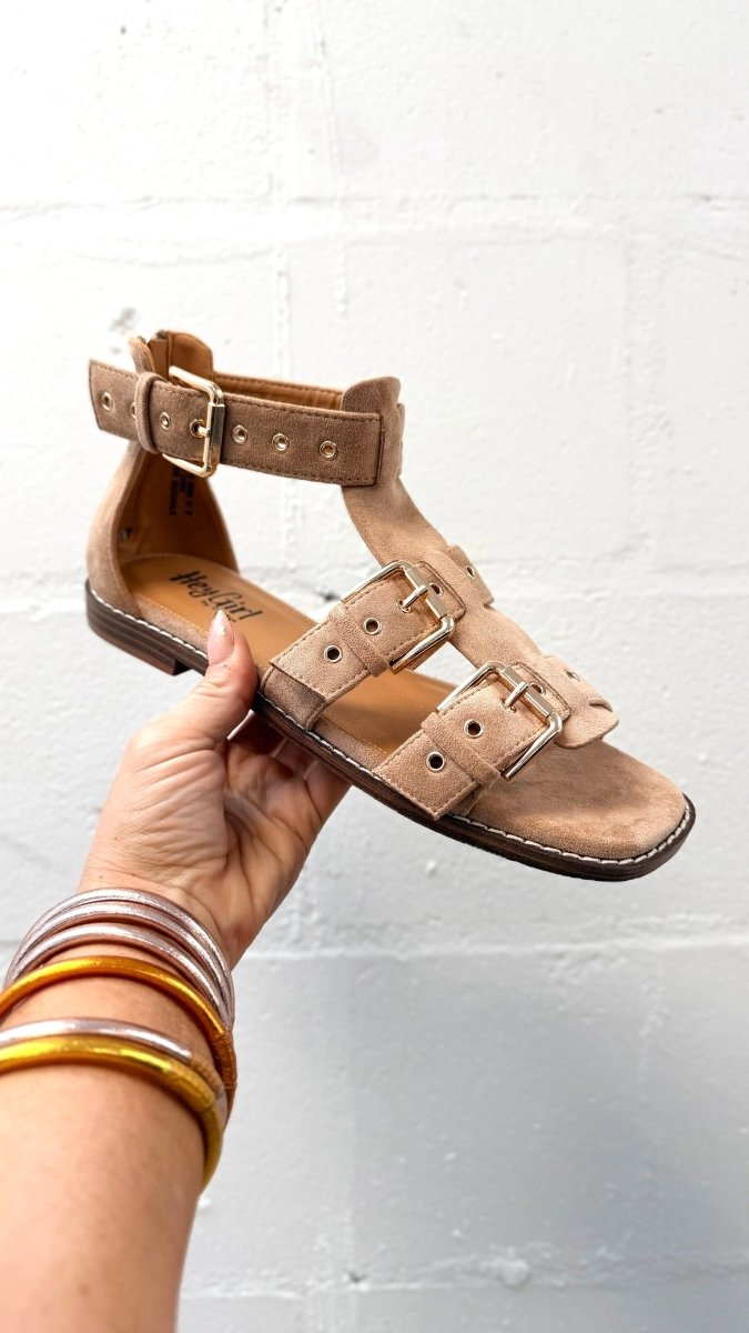 Corky's Camel Faux Suede Glad You Made It Sandals - Macoma Boutique304 Sandals