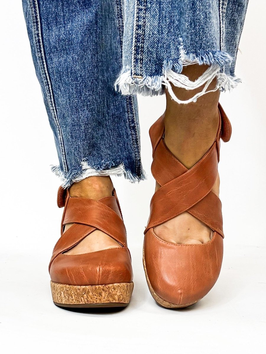 Corky's Cognac Smooth Case Closed Shoes - Macoma Boutique302 Wedges & Heels