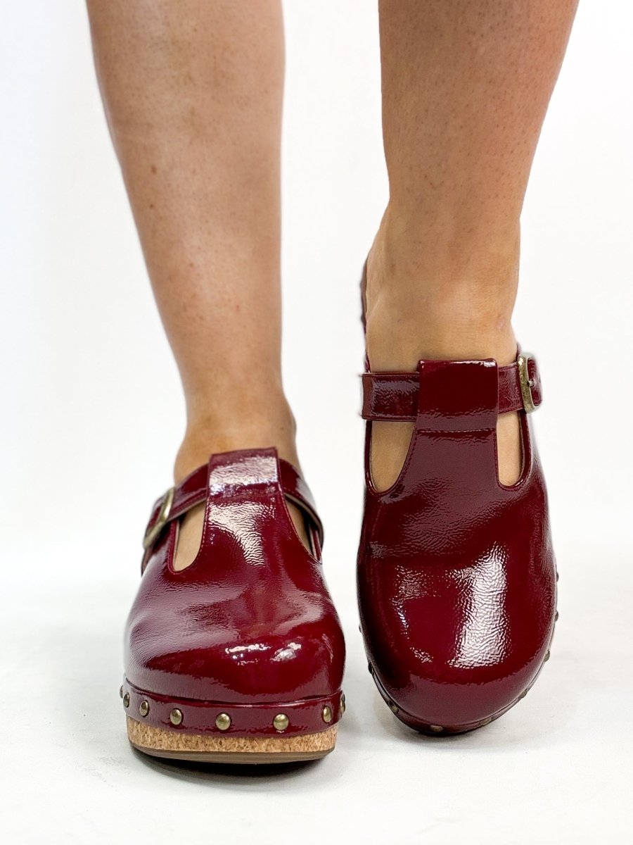 Corky's Dark Red Crinkle Patent In The Moment Wedges - Macoma Boutique302 Wedges & Heels