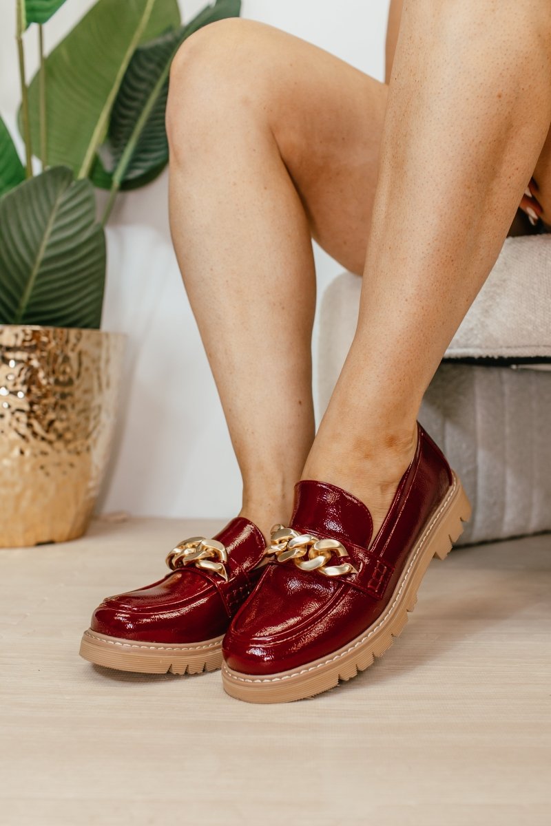 Corky's Dark Red Crinkle Patent Not Literally Shoes - Macoma Boutique305 Flats