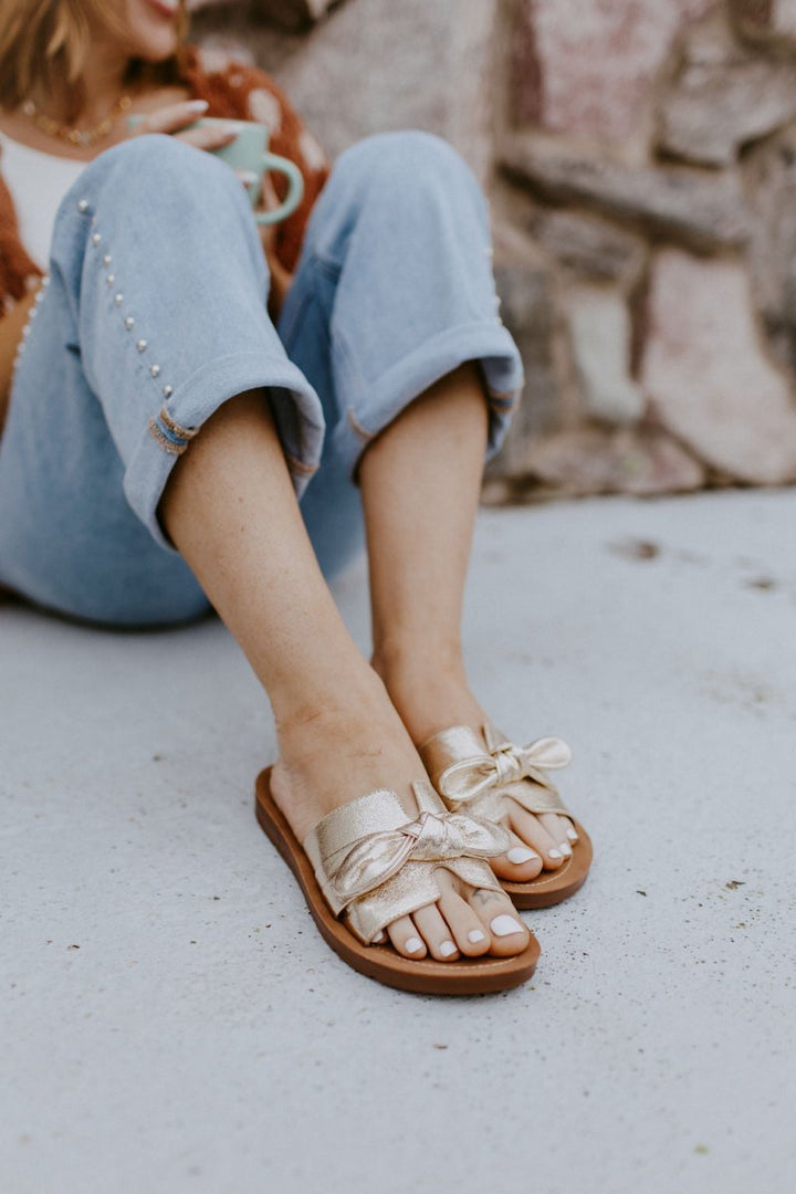 Corky's Gold Crinkle Metallic Too Cute Sandals - Macoma Boutique304 Sandals