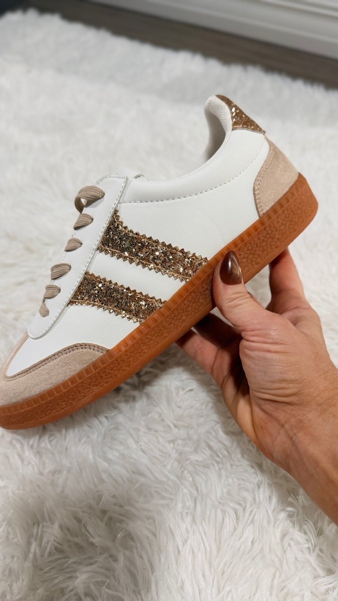 Corky's Gold Glitter Heads Up Sneakers - Macoma Boutique301 Sneakers