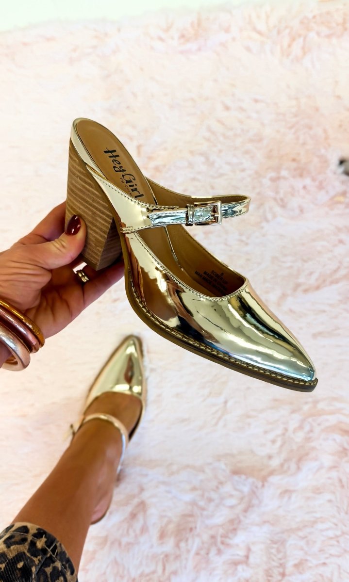 Corky's Gold Mirror Metallic Sober Up Heels - Macoma Boutique302 Wedges & Heels