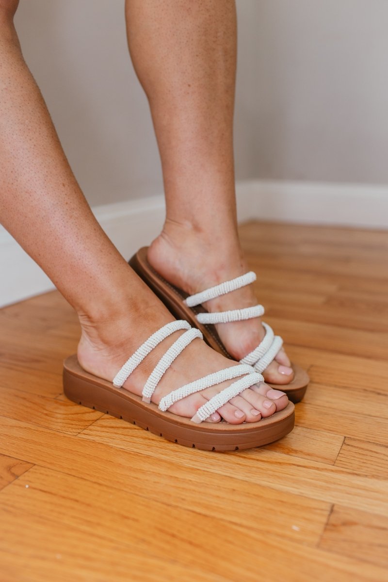 Corky's Ivory Multi Striptease Sandals - Macoma Boutique304 Sandals