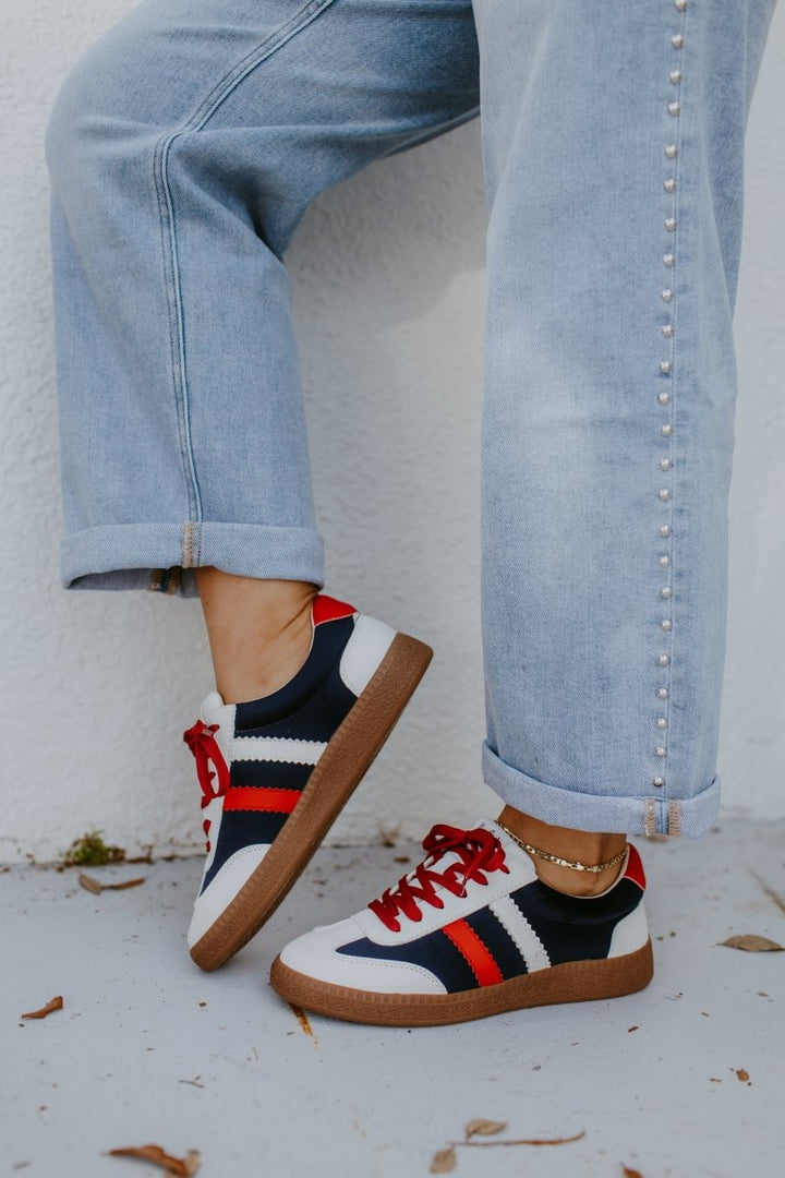 Corky's Red White Blue Heads Up Sneakers - Macoma Boutique301 Sneakers