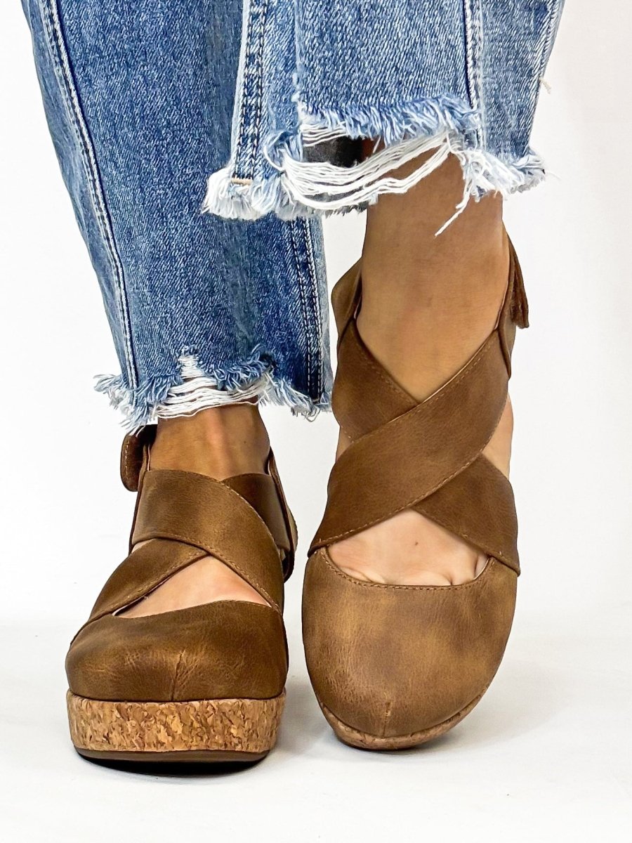 Corky's Tan Case Closed Shoes - Macoma Boutique302 Wedges & Heels