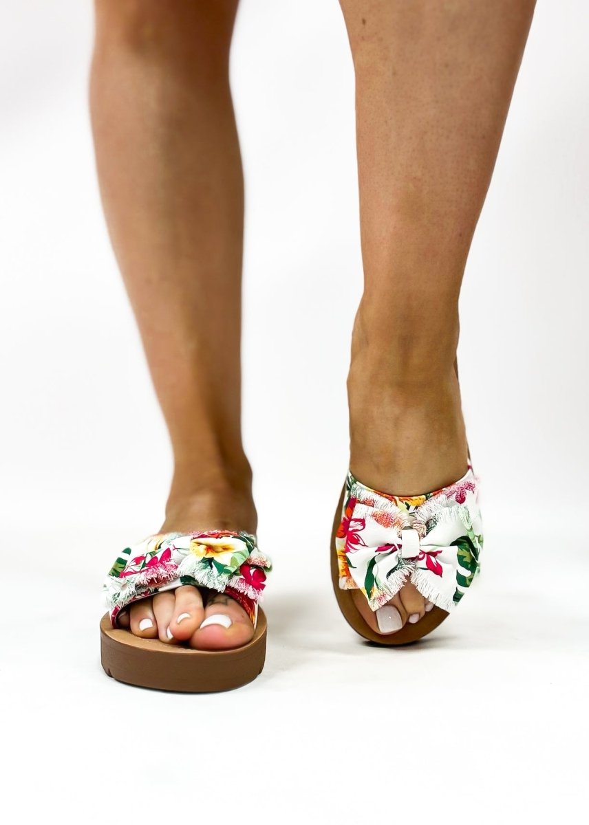Corky's White Floral Spray Tan Sandals FINAL SALE - Macoma Boutique304 Sandals