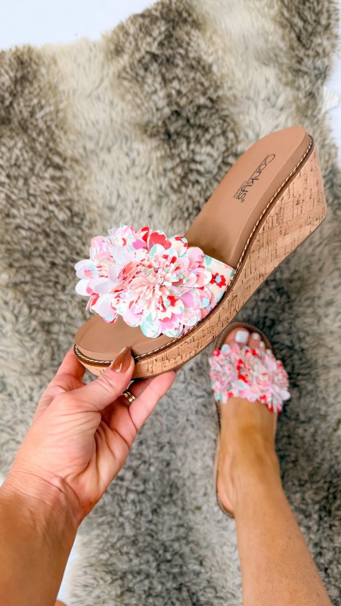 Corky's White Floral Wildflower Wedges - Macoma Boutique302 Wedges & Heels