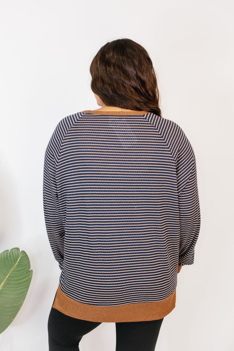 Cozy Trends Pullover In Stripe Gold - Reg & Curvy - Macoma Boutique130 Sweaters