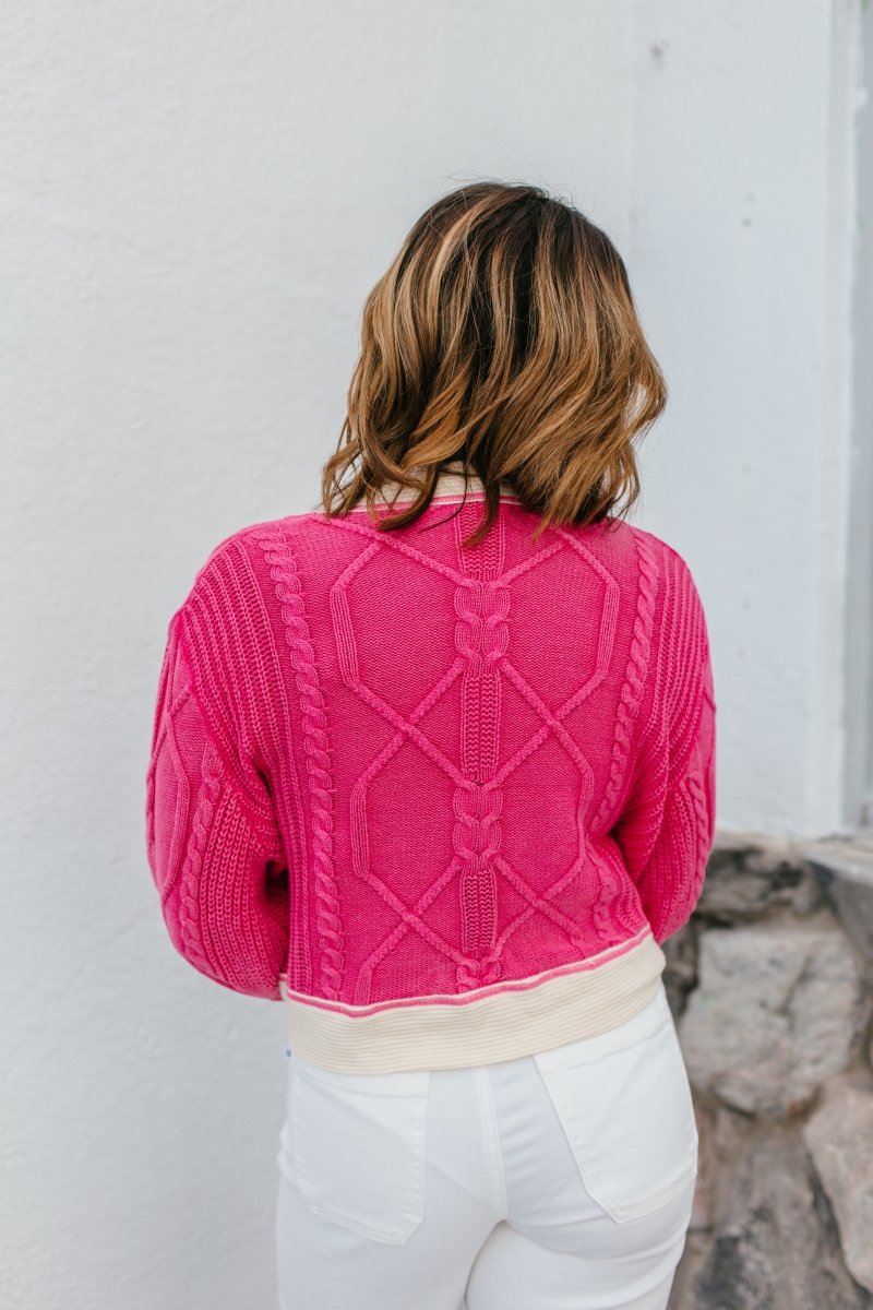 Cross My Heart Sweater In Hot Pink - Macoma Boutique120 Long Sleeve