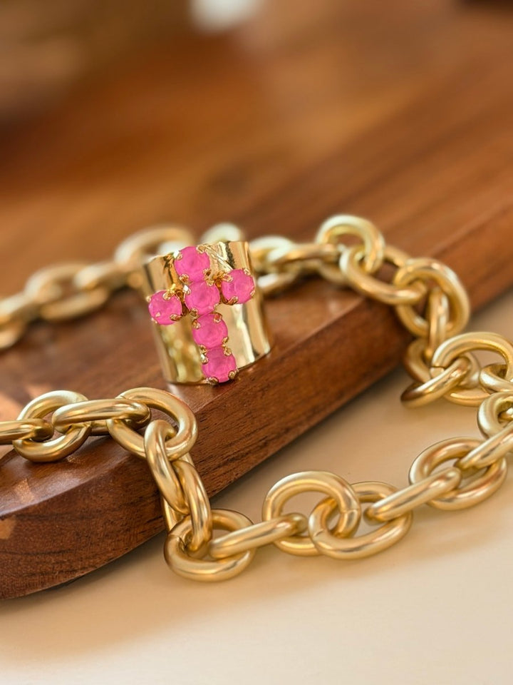 Cross Ring In Bubblegum - Macoma Boutique315 Jewelry