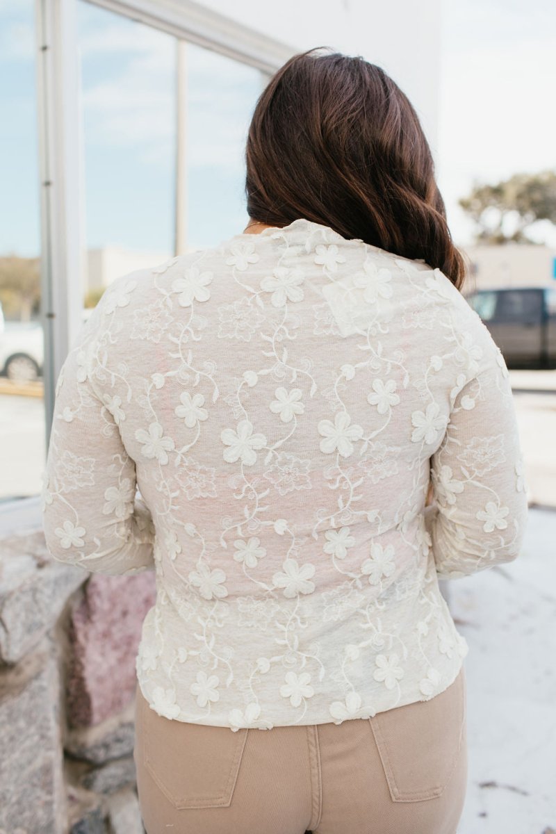 Delicate Bloom Mesh Top - Reg & Curvy - Macoma Boutique120 Long Sleeve