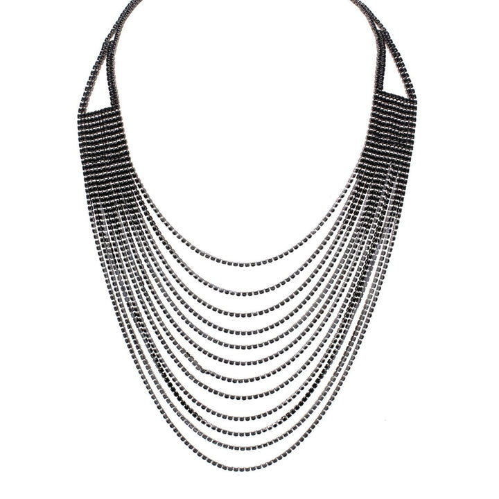 Dream Big Layered Necklace In Jet Black Crystal - Macoma Boutique315 Jewelry