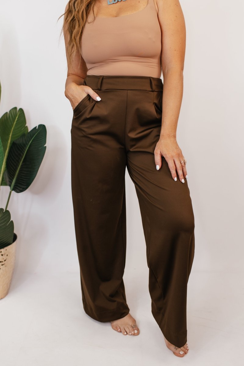 Elevate Everyday Pants In Brown - Reg & Curvy - Macoma Boutique210 Other Bottoms