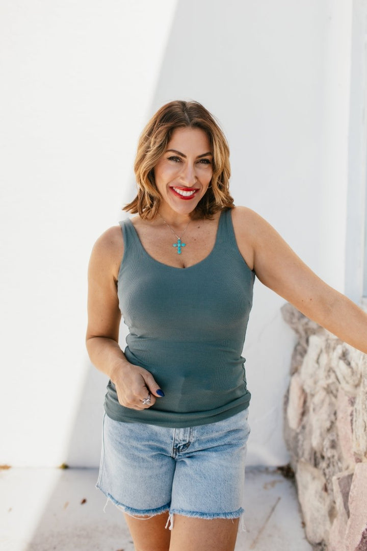 Elite Fit Tank In Smokey Olive - Macoma Boutique110 Tanks