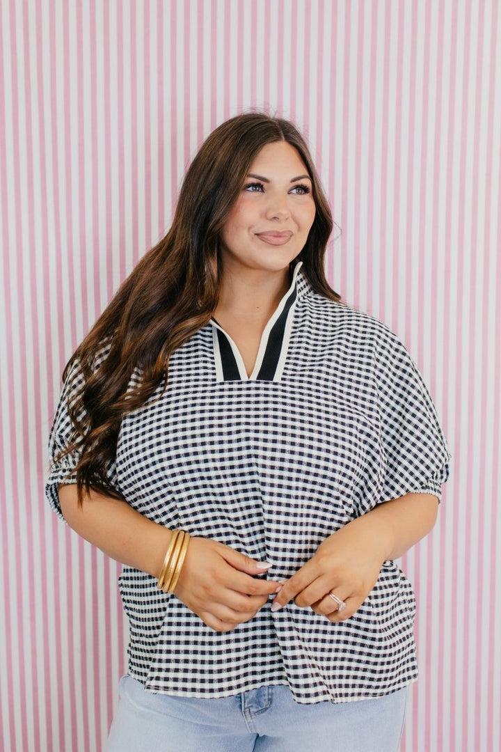 Everyday Gingham Top - Reg & Curvy - Macoma Boutique100 Short Sleeve