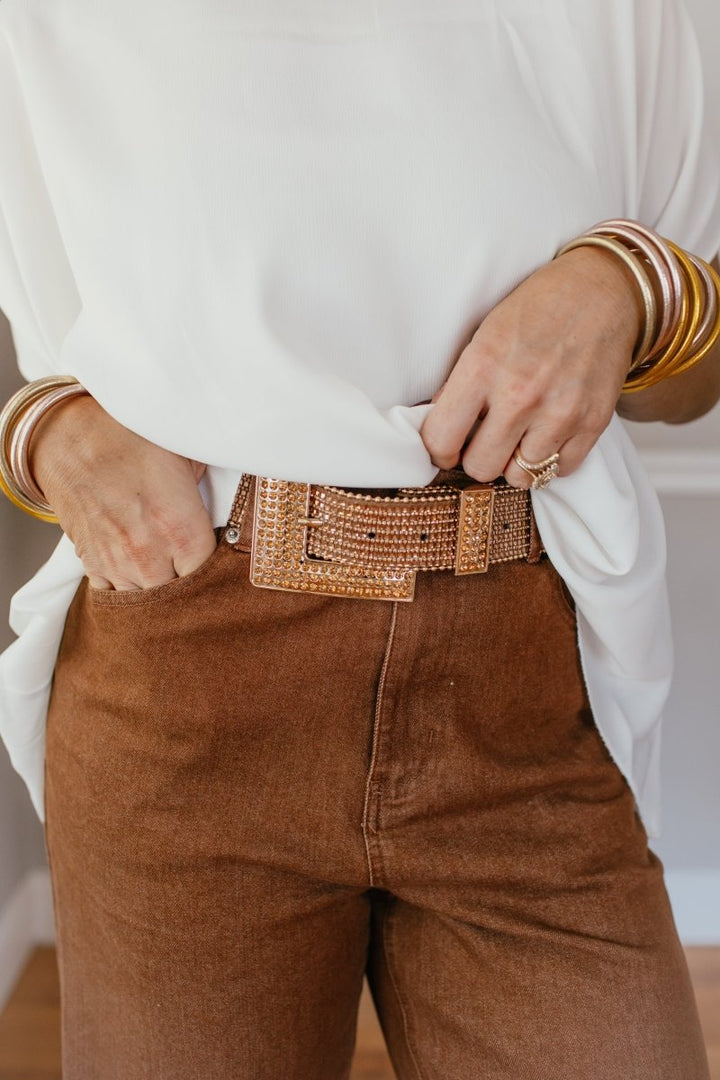 Fully Rhinestone Encrusted Belt In Gold - Macoma Boutique310 Accessories/Jewelry