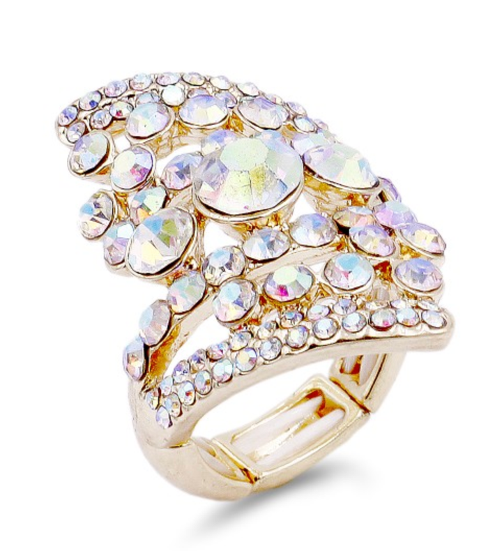 Fun in the Sun Stretch Ring in Gold Plated With AB Stone - Macoma Boutique315 Jewelry