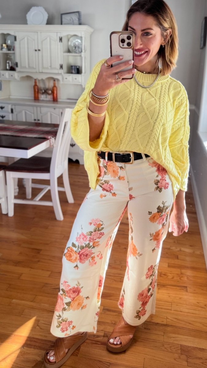 Garden Romance Pants In Cream - Reg & Curvy - Macoma Boutique210 Other Bottoms